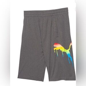 Puma Charcoal Shorts with Multicolor Logo Boys Size XL (18/20) NWT